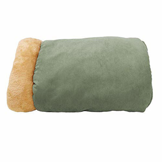 Picture of GOOPAWS 4 in 1 Self Warming Burrow Cat Bed, Pet Hideway Sleeping Cuddle Cave (Sage Green)