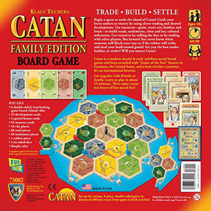 Picture of CATAN Family Edition Board Game | Family Board Game | Board Game for Adults and Family | Adventure Board Game | Ages 10+ | For 3 to 4 players | Average Playtime 60 minutes | Made by Catan Studio