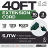 Picture of 40 Foot Outdoor Extension Cord - 16/3 SJTW Durable Green Extension Cable with 3 Prong Grounded Plug for Safety - Great for Powering Outdoor Christmas Decorations