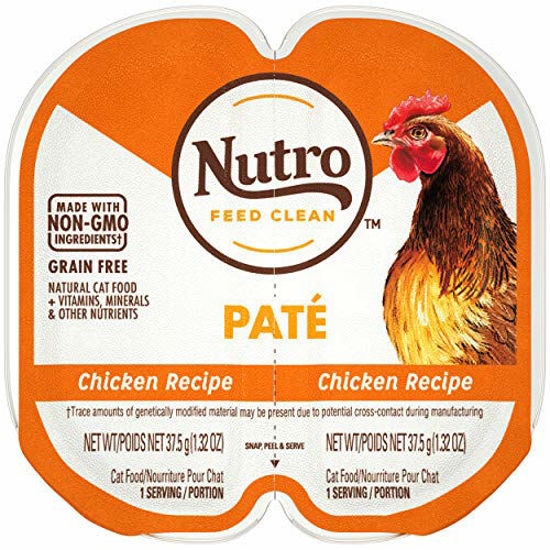 Picture of NUTRO Grain Free Natural Soft Wet Cat Food Paté Chicken Recipe, (24) 2.6 oz. PERFECT PORTIONS Twin-Pack Trays