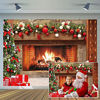 Picture of CYLYH 8x6ft Christmas Photography Backdrop Christmas Fireplace Theme Backdrop Christmas Party Decorations Birthday Party Kids Portrait Photo Studio Booth Props