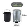 Picture of Bathroom Trash Can with Lid,Small Grey Waste Basket for Home Bedroom, Retro Step Garbage Can with Soft Close, Vintage Office Trash Can, 5 Liter/ 1.3 Gallon, Glossy Grey