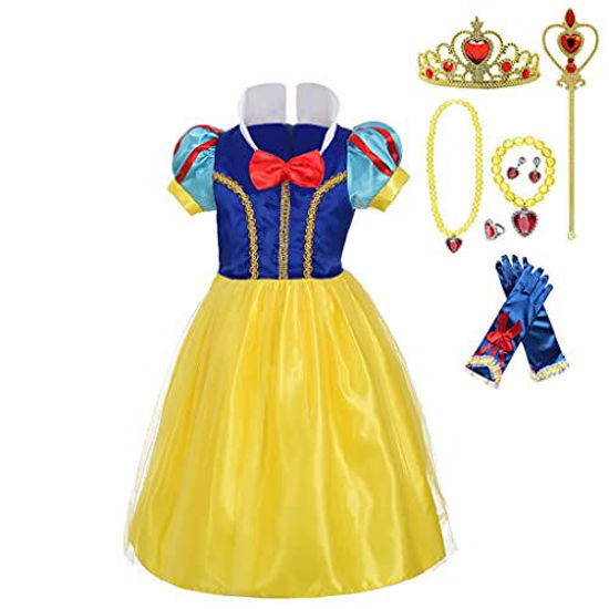 Picture of Dressy Daisy Little Girls' Princess Costume with Accessories Fancy Dresses Up Halloween Party with Gold Threads Size 8-10 B