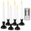 Picture of Set of 6 Flameless Window Taper Candles with 6PCS Black Base, Battery Operated FlickeringTaper Candle with Remote and 4H/6H Timer,for Christmas Home Wedding Decor..