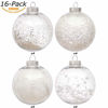 Picture of Sea Team 100mm/3.94" Shatterproof Clear Plastic Christmas Ball Ornaments Decorative Xmas Balls Baubles Set with Stuffed Delicate Decorations (16 Counts, White)