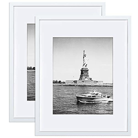 Picture of ENJOYBASICS 16x20 Picture Frame White Poster Frame,Display Pictures 11x14 with Mat or 16x20 Without Mat,Wall Gallery Photo Frames,2 Pack