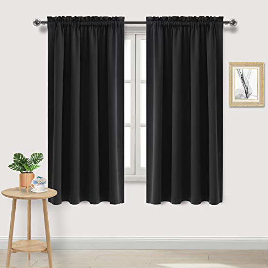 Picture of DWCN Blackout Curtains Room Darkening Thermal Insulated Bedroom Curtains Window Curtain Panels, 52 x 63 inches Long, Set of 2 Black Rod Pocket Drapes