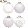 Picture of Sea Team 100mm/3.94" Shatterproof Clear Plastic Christmas Ball Ornaments Decorative Xmas Balls Baubles Set with Stuffed Delicate Decorations (16 Counts, Iridescent)