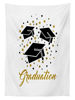 Picture of Ambesonne Graduation Tablecloth, Academy Achievement Bachelor Theme Thrown Caps Tassels Vibrant Stars, Dining Room Kitchen Rectangular Table Cover, 52" X 70", Coffee Black