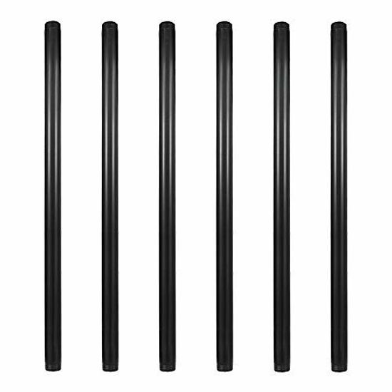 Picture of GeilSpace 6 Pack 3/4" × 24" Pre-Cut Black Metal Pipe, Industrial Steel Fits Standard Three Quarters Inch Black Threaded Pipes and Fittings - Vintage DIY Industrial Shelving (3/4" × 24", Black)