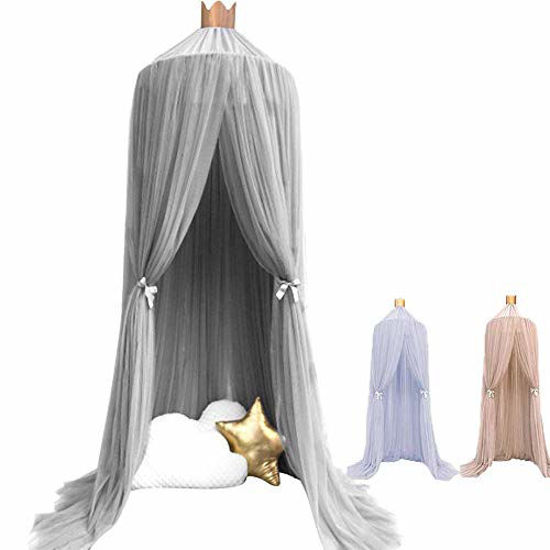 Picture of ESUPPORT Dome Princess Bed Canopy Round Lace Mosquito Net Play Tent Hanging House Decoration Lace Netting Curtains Indoor Game House for Baby Kids