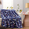 Picture of SOCHOW Glow in The Dark Throw Blanket 50 x 60 Inches, Jurassic Dinosaur Pattern Flannel Fleece Blanket, All Seasons Navy Blue Blanket for Kids