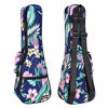 Picture of CLOUDMUSIC Ukulele Case Water Resistant Waterproof Ukulele Backpack Hawaiian Hibiscus Flowers For Soprano Concert (Concert, Flowers in dark blue)