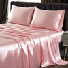 Picture of SiinvdaBZX 4Pcs Satin Sheet Set Full Size Ultra Silky Soft Blush Pink Satin Full Bed Sheets with Deep Pocket, 1 Fitted Sheet, 1 Flat Sheet , 2 Envelope Closure Pillowcases