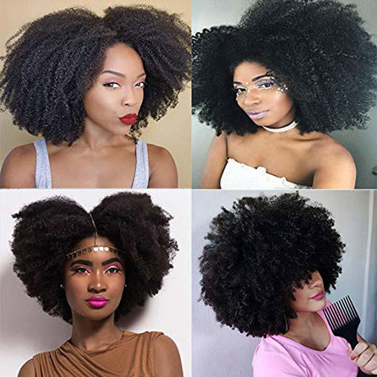GetUSCart- Saga Queen Brazilian Afro Kinky Curly Clip In Hair Extensions  9pcs 20clips 120g/pck Brazilian Virgin Human Hair Clip Ins (1 bundle  12inch, natural black)