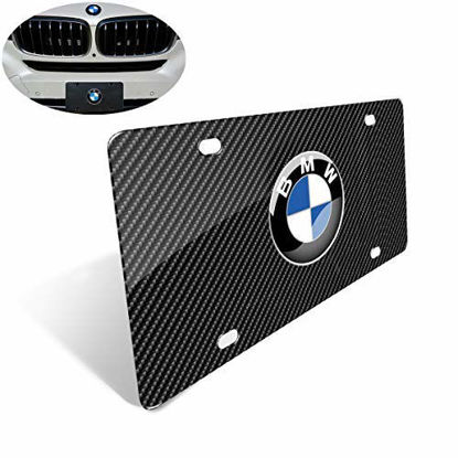 Picture of Heavy 3D Carbon Fiber Grain License Plate Cover for BMW, Stainless Steel License Plate with Screw and Caps to Personalize Your BMW License Plate Frame