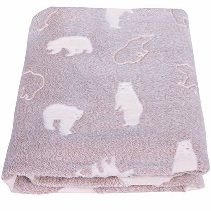 Picture of SOCHOW Glow in The Dark Throw Blanket 60 x 80 Inches, Polar Bear Pattern Flannel Fleece Blanket, All Seasons Brown Blanket for Kids