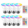 Picture of LED Light Bulbs 40 Watt Equivalent Color Changing E26 Screw Beam Angel 45°, 12 Colors Dimmable Warm White 2700K RGB LED Spot Light Bulb with 5W Remote Control,(Pack of 8)