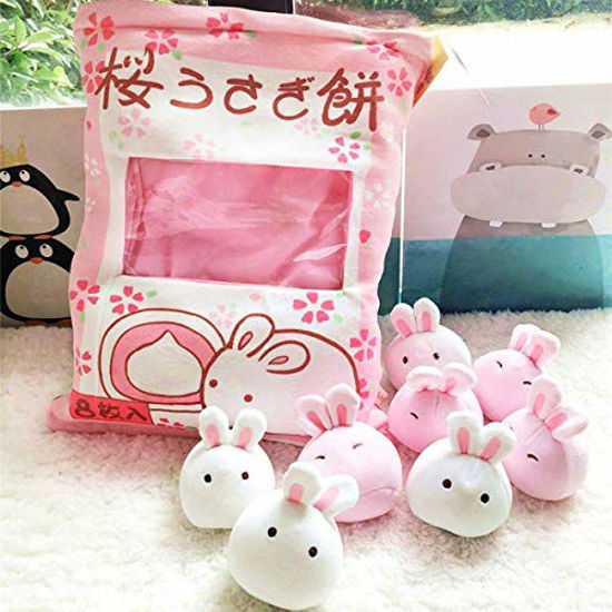 Picture of Cute Throw Pillow Stuffed Animal Toys Removable Fluffy Bunnies Creative Gifts for Teens Girls Kids