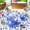 Picture of 60MM/2.36" Clear Christmas Ornaments Set, 30PCS Shatterproof Decorative Hanging Ball Ornament with Stuffed Delicate Decorations, Xmas Tree Balls for Halloween Holiday Party Thankgivings - Blue.