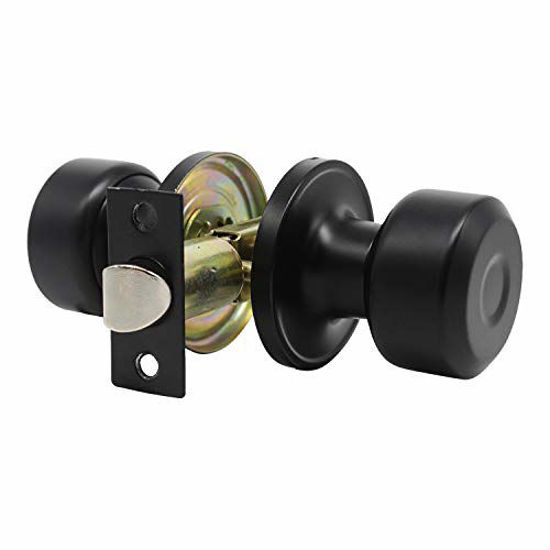 Picture of KNOBWELL 2 Pack Modern Door Knob Passage Door Knob Set, Closet Door Knobs, Hallway and Closet Door Knob in Classic Style with Concealed Screws, Matte Black