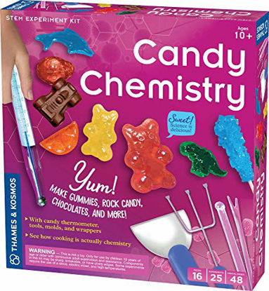 Picture of Thames & Kosmos Candy Chemistry | Science Kit | Rock Candy, Chocolates, Gummy Bears, Wintergreen Candies | 48 Page Full-Color Manual | Ages 10+ | Learn Chemistry, Have Fun | Cooking Science