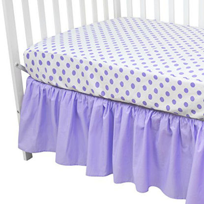 Picture of American Baby Company 100% Cotton Percale Standard Crib and Toddler Mattress Bundle, Lavender Dots Fitted Sheet and Skirt, for Girls