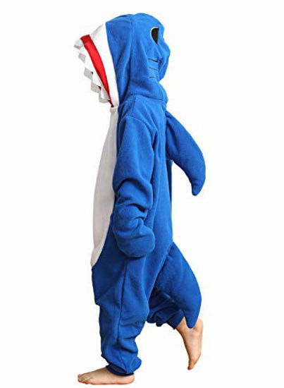 Picture of OGU' DEAL Shark Onesie Sleepwear for Kids Animal Costume Halloween Hooded Jumpsuit with Pockets(Shark,115)