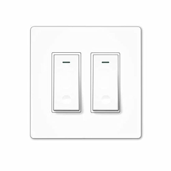 Picture of MOES WiFi Smart Light Switch,2 Gang No Screw Panel Smart Life/Tuya App Wireless Remote Control Wall Switch Timer for Lights,Compatible with Alexa,Google Home, Neutral Wire Required, No Hub Required