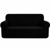 Picture of CHUN YI Stretch Loveseat Sofa Slipcover 1-Piece Couch Cover, 2 Seater Coat Soft With Elastic, Checks Spandex Jacquard Fabric, Medium, Black