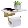 Picture of Toilet Paper Holder with Shelf for Bathroom Washroom,Wall Mounted Natural Marble Tissue Holder Suitable for Mega Roll.(White)