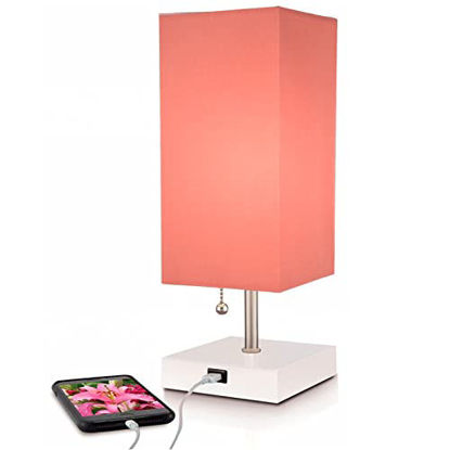 Picture of Table Lamp 14" Coral with Fast Charge USB Port and Pull Chain by MissionMax