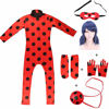 Picture of JIMMY Child Size Cosplay Costume Spot Red clothing with Headwear for Birthday Party Suit Set 6pcs/Bag (Red+Hair-A, S)