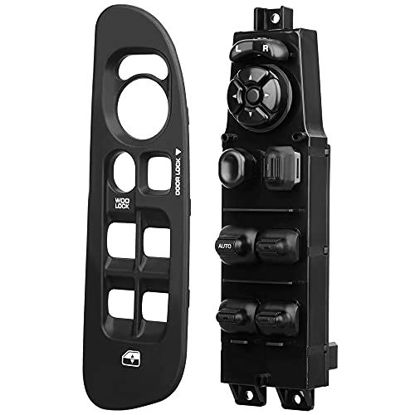 Picture of BASIKER Master Power Window Switch and Bezel, Driver Side Window Switch Bezel Replacement for 2002-2010 Dodge Ram 1500/2500/3500, Black