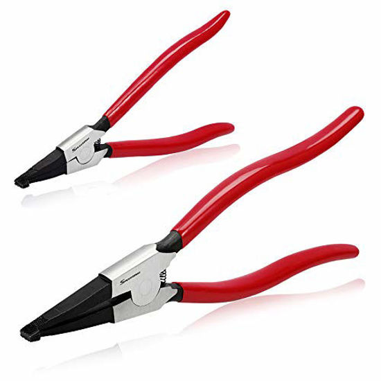 Picture of SPEEDWOX 2 Pcs Special Ring Retaining Ring Pliers Set Lock Ring Pliers Flat for Removing Installing Gearshift Locking Rings Angle Tip Circlip Plier Automobile Transmission Clutch Shafts Tool