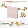 Picture of TocTen 5 PCS Bathroom Hardware Set SUS304 Stainless Steel-Towel Rack Set Include Lengthen Hand Towel Bar+Toilet Paper Holder+3 Robe Towel Hooks Bathroom Accessories Towel Bar Set (Brushed Gold, 16IN)