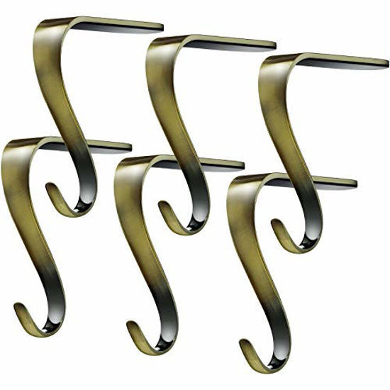 Picture of Boao Christmas Stocking Holders Metal Mantel Stockings Hangers Shelf Fireplace Garland Mantle Grips Set (6 Pieces, Bronze Color)