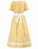 Picture of Prairie Pioneer Dress for Girls 3Pcs Floral Colonial Costume Yellow Size 14-15Y