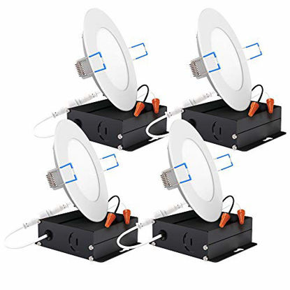 Picture of Sunco Lighting 4 Pack 4 Inch Slim LED Downlight with Junction Box, 10W=60W, 650 LM, Dimmable, 5000K Daylight, Recessed Jbox Fixture, Simple Retrofit Installation - ETL & Energy Star