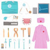 Picture of LOKUO Wooden Doctor Toy Playset 19 Pcs, Dentist Medical Kit, Educational Pretend Play Toys with Pink Doctor Costume, Best Gifts for Kids Boys Girls (3 Years Old & Up)