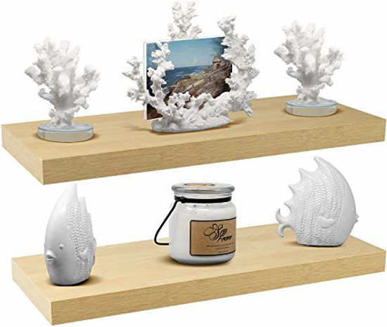 Picture of Sorbus Floating Shelf - Hanging Wall Shelves Decoration - Perfect Trophy Display, Photo Frames - Extra Long 24 Inch (Maple Wood)