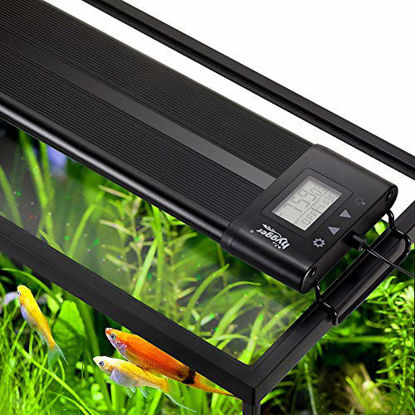 Picture of Hygger Auto On Off LED Aquarium Light Extendable 12-17 Inches 7 Colors Sunrise Sunset Full Spectrum Light Fixture for Freshwater Planted Tank Build in Timer