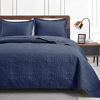 Picture of Love's cabin Quilts for Queen Bed Navy Blue Bedspreads - Soft Bed Summer Quilt Lightweight Microfiber Bedspread- Modern Style Coin Pattern Coverlet for All Season - 3 Piece (1 Quilt, 2 Pillow Shams)