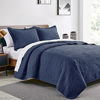 Picture of Love's cabin Quilts for Queen Bed Navy Blue Bedspreads - Soft Bed Summer Quilt Lightweight Microfiber Bedspread- Modern Style Coin Pattern Coverlet for All Season - 3 Piece (1 Quilt, 2 Pillow Shams)