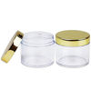 Picture of Beauticom 60 Grams/60 ML (2 Oz) Round Clear Leak Proof Plastic Container Jars with Gold Lids for Travel Storage Makeup Cosmetic Lotion Scrubs Creams Oils Salves Ointments (36 Jars)