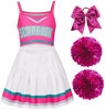 Picture of Girls Cheerleader Costume Cheerleading Outfit Fancy Dress for Halloween Party Birthday Pink 9-10Years