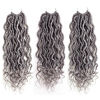 Picture of 6 Packs Goddess Locs Crochet Hair 14 Inch Gray Wavy Curly Faux Locs Crochet Braids Synthetic Hair Extensions Dreadlocks Crochet Locs Braiding Hair Goddess Brainds Crochet Hair (14" (6 Packs), #51)