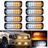 Picture of LED Strobe Emergency Lights, DIBMS 8x Amber White 12 LED Surface Mount Strobe Warning Emergency Flashing Light Caution Construction Hazard Light Bar For Car Truck Van Lorry Off-Road Vehicles SUV