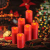 Picture of Hausware Christmas Flameless Candles Battery Operated Candles LED 4" 5" 6" 7" 8" 9" Set of 9 Burgundy Real Wax Pillar LED Candles with 10-Key Remote for Christmas Decorations Clearance