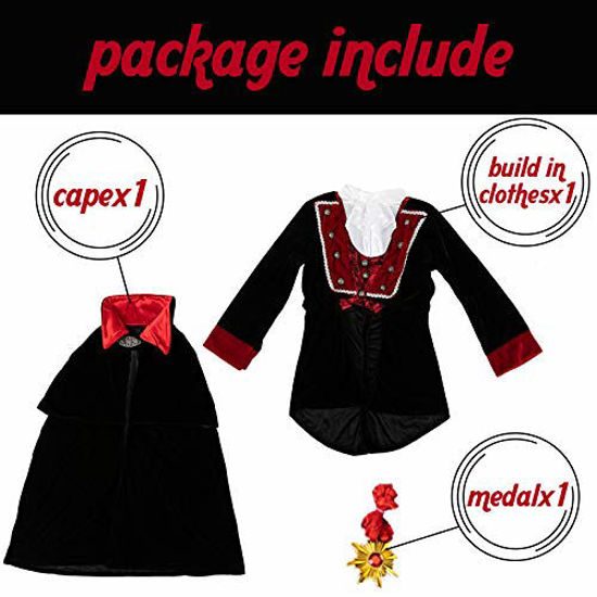 Picture of Vampire Costume for Boys Funnlot Boys Vampire Costume Deluxe Vampire Toddler Kids Vampire Costumes for Boys Halloween Party Dress Up Role Play and Cosplay